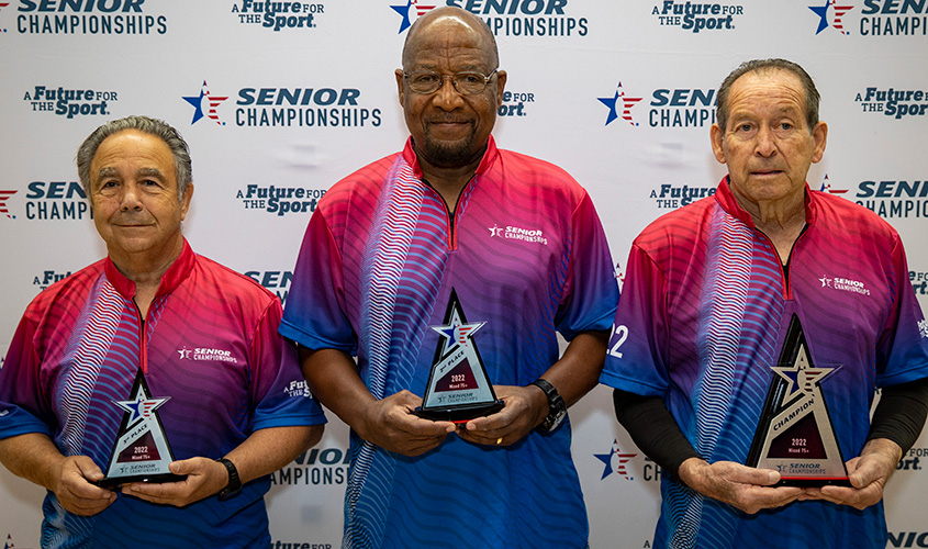 Ray Griffis Jr., John David and Abe Jaramillo at 2022 USBC Senior Championships