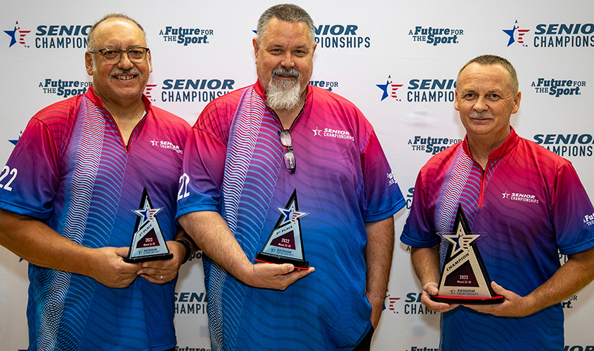 Jay Jimenez, Lee Reeves Jr. and Richard Aderholdt at 2022 USBC Senior Championships