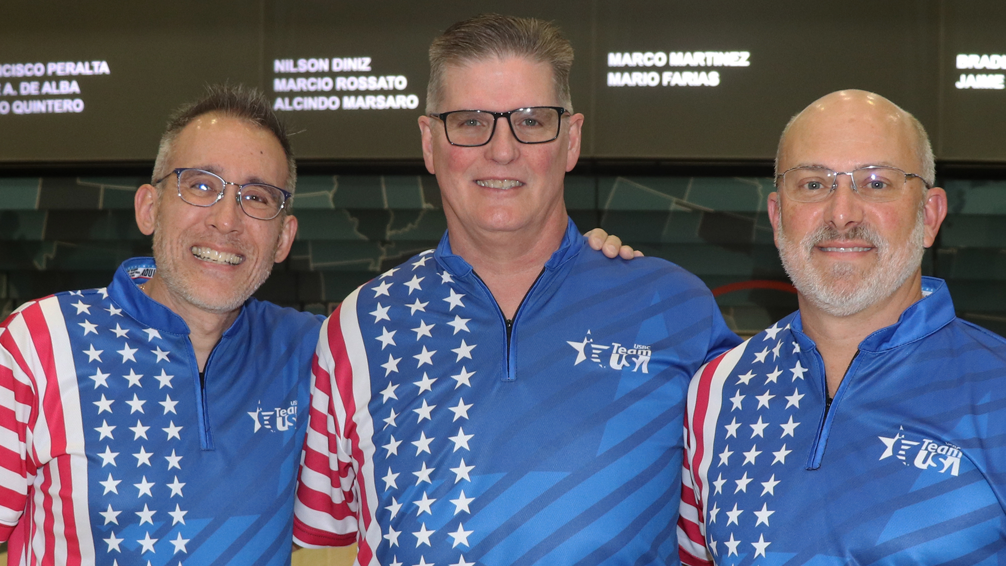 John Janawicz, Tom Adcock and Dan Knowlton at the 2024 PANAM Bowling Championships