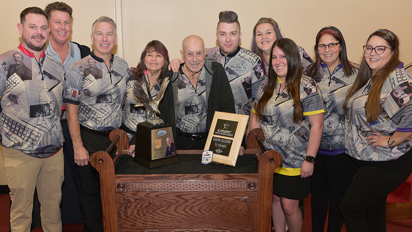 Glenn Allison with his family and friends at the 2024 USBC Open Championships