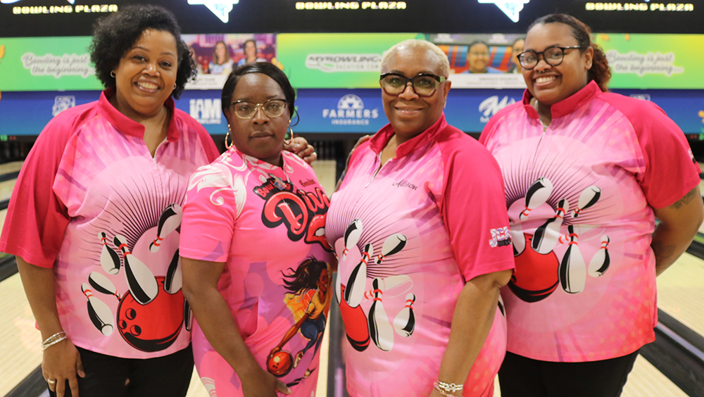 The members of Paper Chasers 16 at the 2025 USBC Women&#39;s Championships